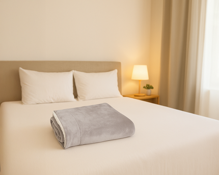 Dobbelt-sidet tæppe 150x200cm i lys grå med blødhed og stil