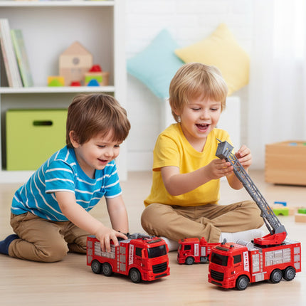 Brandbil sæt med 6 funktionelle køretøjer til børn