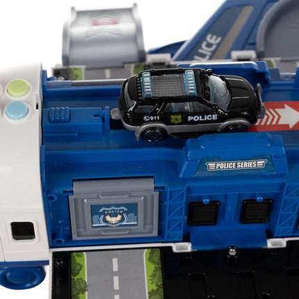 Foldbar politifly med interaktiv parkeringsplads og biler