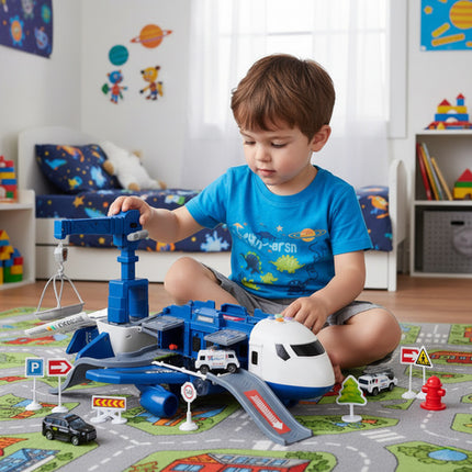 Foldbar politifly med interaktiv parkeringsplads og biler