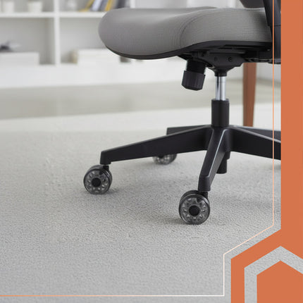 Sæt med 5 grå stolehjul til stille bevægelse og gulvbeskyttelse