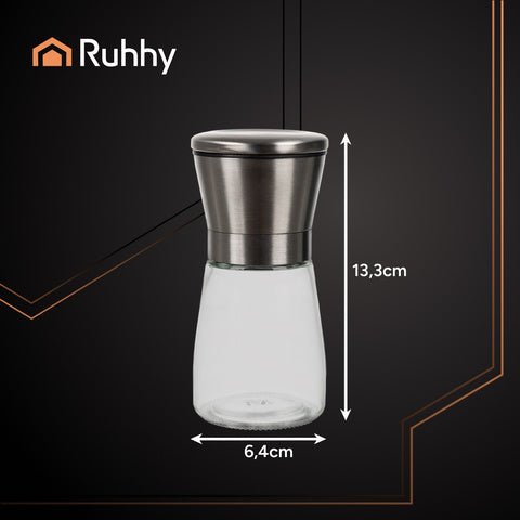 Elegant salt- og peberkværn i glas - sæt af 2