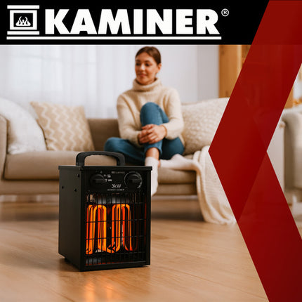 Kaminer 3000W elektrisk varmeblæser med termostat