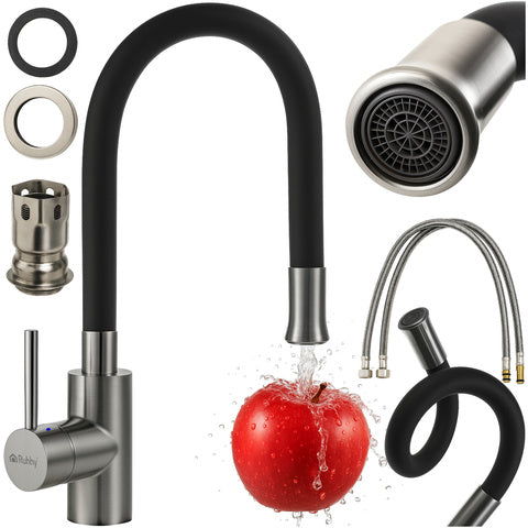 Køkkenarmatur med fleksibel tud og 360° rotation