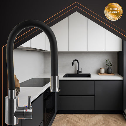 Køkkenarmatur med fleksibel tud og 360° rotation