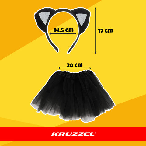 Sort kattekostume til børn - 4 dele i ét sæt