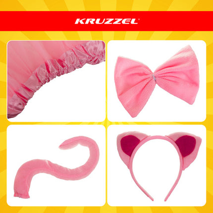 Pink Kattekostume til Børn - 4-delt Sæt med Skørt og Hovedbånd