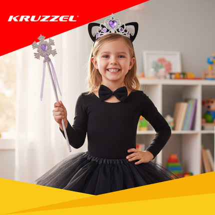 Sød kattekostume til børn - 7 dele i sort