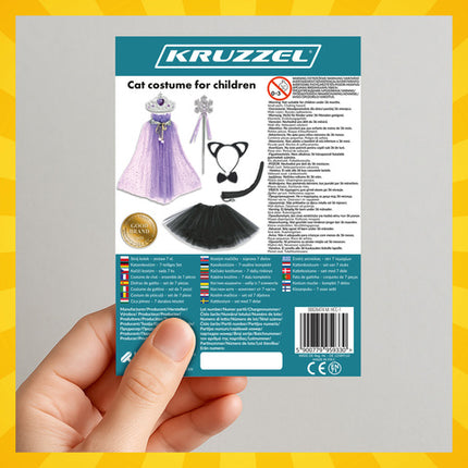 Sød kattekostume til børn - 7 dele i sort