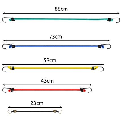 Luggage securing straps med hooks - 12 elastiske transportstropper