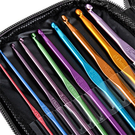 69-delt hæklesæt med ergonomiske kroge og opbevaringsetui