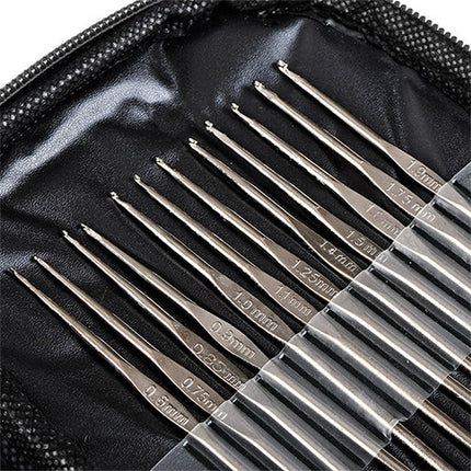 69-delt hæklesæt med ergonomiske kroge og opbevaringsetui