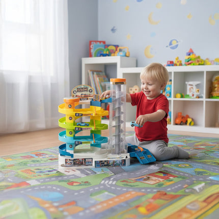 Interaktiv parkeringsbane med elevator til børn