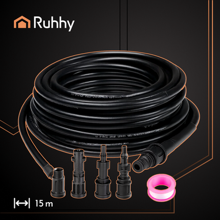 15m fleksibel renseslange med adaptere til nem rengøring