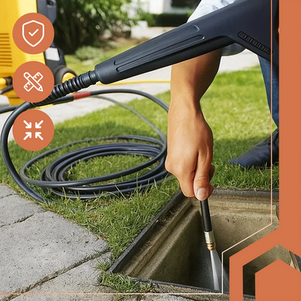 15m fleksibel renseslange med adaptere til nem rengøring