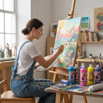 Sæt med 12 farver plakatmaling - 500 ml hver