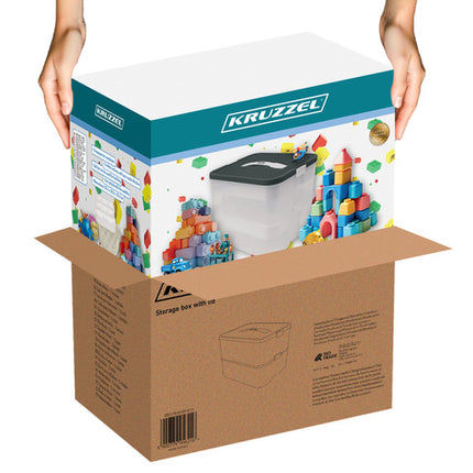 Opbevaringsboks til klodser med 2 niveauer og praktisk design