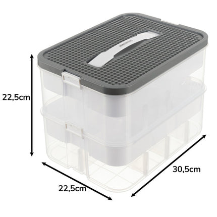 Opbevaringsboks til klodser med 2 niveauer og praktisk design