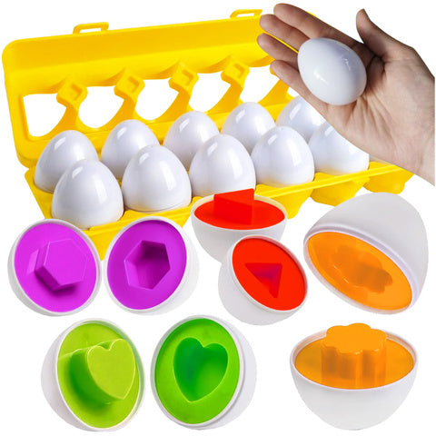 Farverigt æg-puslespil til børn - 12 dele til læring og leg