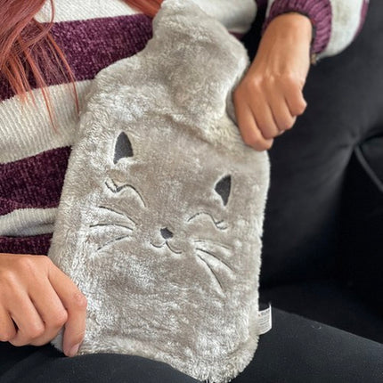 Varmepude med Plys Cover "Kat" 1.8L – Komfort og Sjov til Kolde Dage