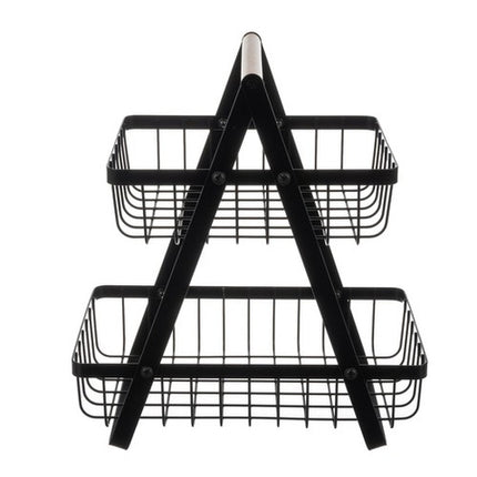 2-lags Frugtkurv i Sort Metal – Pladsbesparende og Stilfuld
