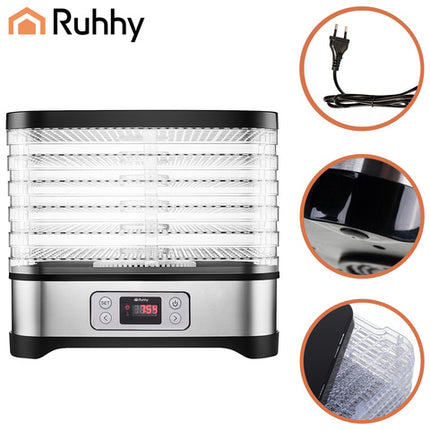 Ruhhy svampe- og frugt dehydrator med 5 bakker og LCD-display