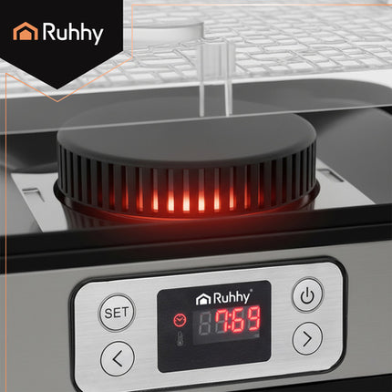 Ruhhy svampe- og frugt dehydrator med 5 bakker og LCD-display