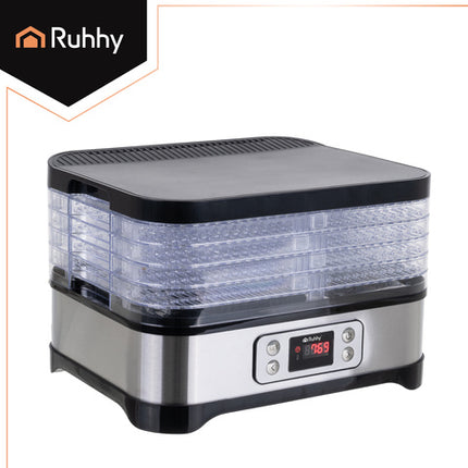 Ruhhy svampe- og frugt dehydrator med 5 bakker og LCD-display