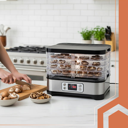 Ruhhy svampe- og frugt dehydrator med 5 bakker og LCD-display