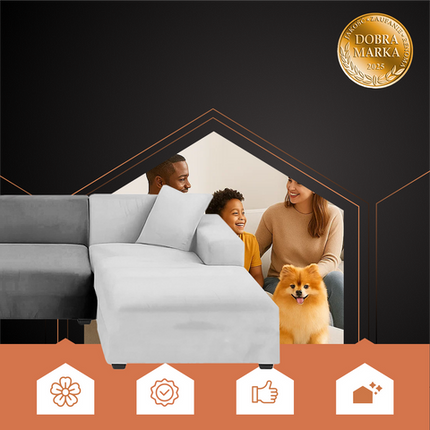 Elegant sofaovertræk i lys grå til hjørnesofaer 145-185 cm