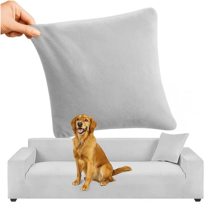 Sofatræk i lys grå velour til hjørnesofaer 190-230 cm