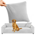 Sofatræk i lys grå velour til hjørnesofaer 190-230 cm