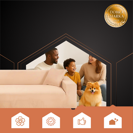 Beige sofa cover i elastisk velour til hjørnesofaer