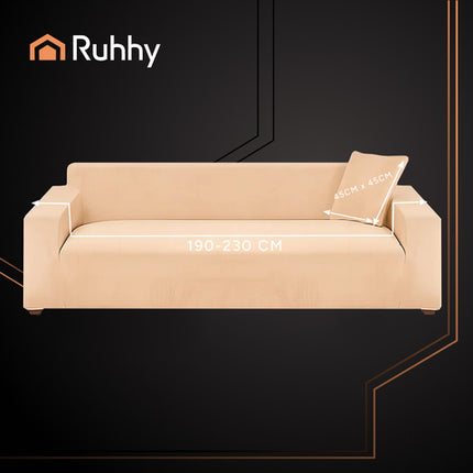 Beige sofa cover i elastisk velour til hjørnesofaer