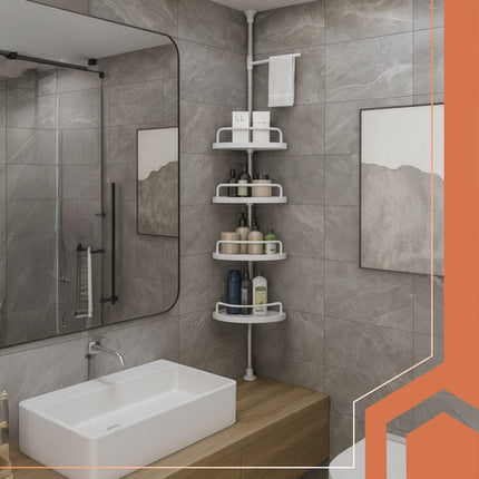 Praktisk hjørneshelf til badeværelset med justerbar højde