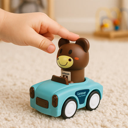 Farverige dyrebiler til sanseleg for børn 18m+