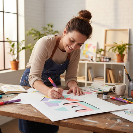Sæt med 12 dekorative akrylmærkere til kreativ brug