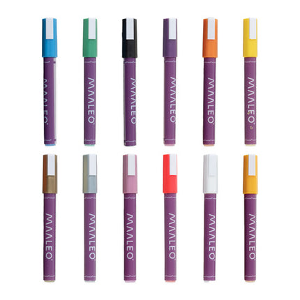 Sæt med 12 dekorative akrylmærkere til kreativ brug