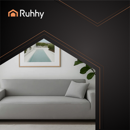 Elegant sofa cover i mørkegrå med høj elasticitet