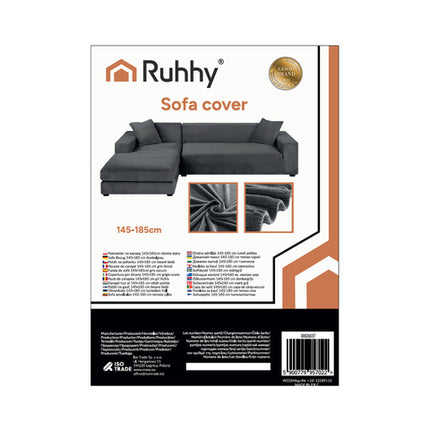 Elegant sofa cover i mørkegrå med høj elasticitet