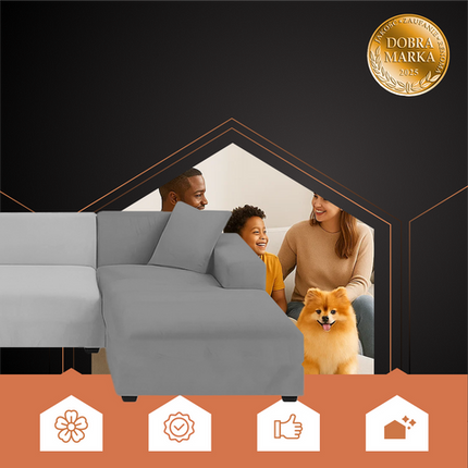 Elegant sofa cover i mørkegrå med høj elasticitet