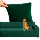 Elegant sofa cover i flaskegrøn velour til hjørnesofa