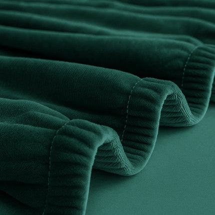 Elegant sofa cover i flaskegrøn velour til hjørnesofa