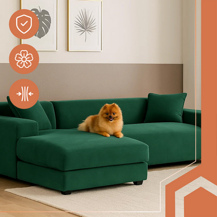 Elegant sofa cover i fløjl til hjørnesofa 190-230 cm