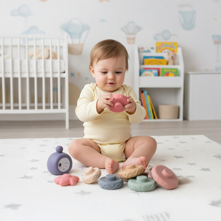 Bløde sanseklodser til børn - 8 stk. i farverigt design