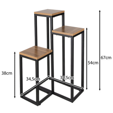 Stående blomsterstand 67 cm med 3 niveauer i metal