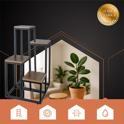 Stående plantebord 69 cm med 4 hylder og stilrent design