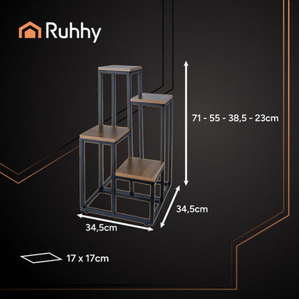 Stående plantebord 69 cm med 4 hylder og stilrent design