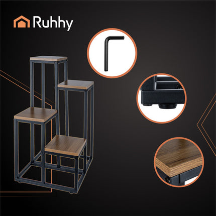 Stående plantebord 69 cm med 4 hylder og stilrent design