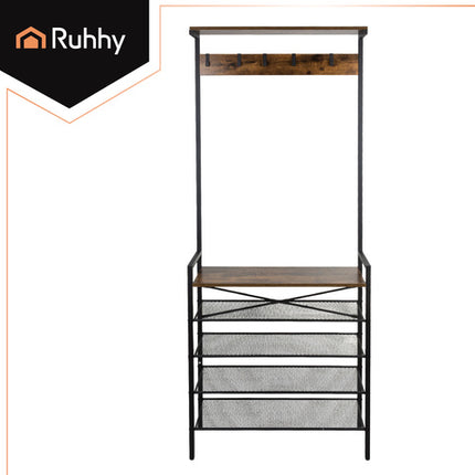 Stående hylde med ophæng og 4 hylder til sko